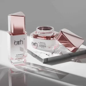 Luxury 50g 40ml 100ml 120ml Pink White Glass Bottles Empty Cosmetics Packaging for Face Cream Serum with Pump Cosmetic Dropper