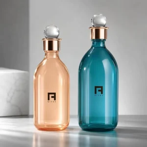 Luxury Amber Cosmetic Fragrance Oil Bottle 380ml 500ml With Crystal Stopper Eco Friendly PET Packaging For Brand Private Label