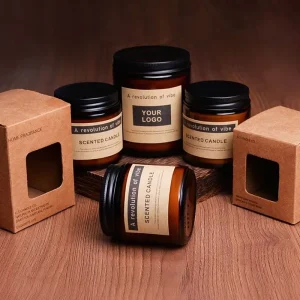 Luxury Aromatherapy Candle Luxury Brown Glass Jar Scented Candle with Lids in Bulk