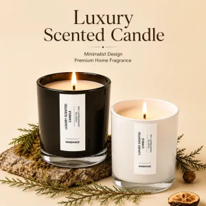 Luxury Black & White Glass Jar Scented Candle Custom Soy Wax Aromatherapy Candle for Home Decor & Gift Shops