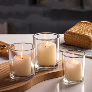 Luxury Clear Colored Glass Candle Jars, 7oz, 10oz, or 14oz, with Bamboo Lid