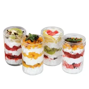 Luxury Clear Glass Jar With Metal Lid Glass Storage Jar for Fruit Jam Cake