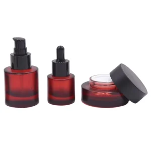 Luxury Cosmetic Glass Bottle Set with Custom Logo Frosted Clear Glass Jars for Mascara and Liquid Packaging
