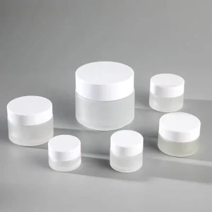Luxury Cosmetic Packaging Custom Logo 5g 10g 20g 30g 50g 100g Frosted Clear Eye Face Body Cosmetic Cream Glass Jar Aluminum Lid