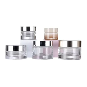 Luxury Cosmetic Packaging Transparent Empty Glass Cream Jar 10g 15g 30g 50g Frosted Cosmetic Jar