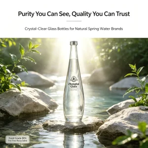 Luxury Crystal Clear Glass Beverage Bottle 750ml for Juice Sparkling Mineral Spring Water Glass Packaging Bottle for Water Brand