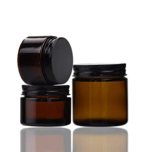 Luxury Custom Black Frosted Amber 2oz 30ml 50ml 100ml Face Cream Cosmetic Glass Jars With Lids