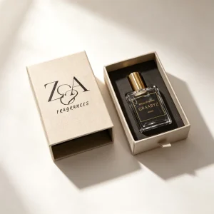Luxury Custom Logo Pull Out Drawer Box Perfume Bottle Packaging Gift Box Beige Textured Paper Fragrance Oil Packaging Box