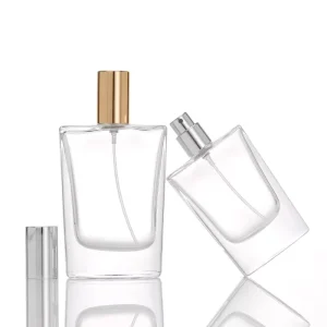Luxury Custom Made 30ml 50ml Flat Square Glass Perfume Bottles with Pump Lids Screen Printed Spray Bottles