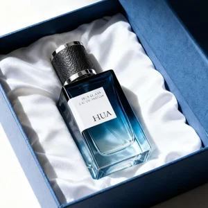 Luxury Custom Man 30ml 50ml 100ml Rectangle Crimp Gradient Color Glass Perfume Bottle With Packing Box and Leather Lid