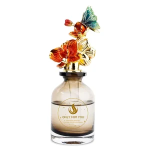 Luxury Customize Flameless Perfume Oil Fragrance Fiber Rattan Stick Glass Bottle Metal Lid Cover Reed Diffuser 100ml 90 Days