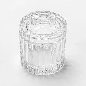 Luxury Cute Design clear Glass Containers Custom Color Candle Glass Jar with Glass Lid