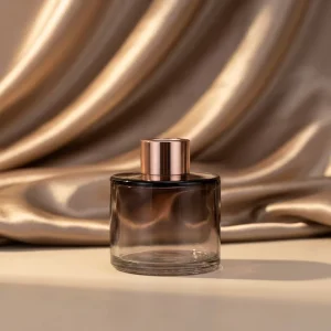 Luxury Empty 50ml Amber Brown Round square Glass Reed Diffuser Perfume Bottle with Stick and Box