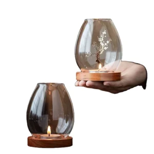 Luxury Empty Crystal Glass Candle Jars Wooden Lids Silk Screen Printing Customized Color Logo Customized Size OEM ODM Available