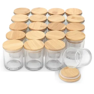 Luxury Empty Unique Clear Grey Glass Candle Jars with Lid Glass Candle Jar Container Bottles Mason Candle Jars