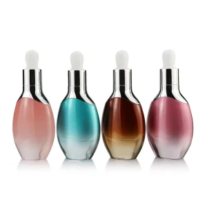 Luxury Essential Oil Bottle pink Amber Green Bottle Glass Eye Essential Dropper Bottle with Silver Cap