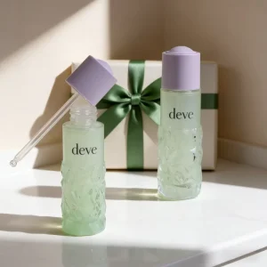 Luxury Frosted Empty hair oil serum Cosmetic matte Green Glass Essence press button pump dropper bottle