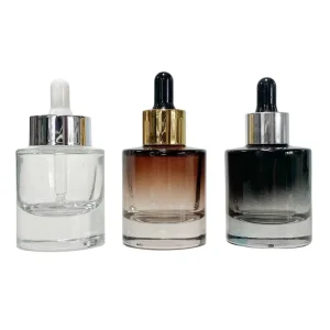 Luxury Glass Bottle 30ml 50ml Cylinder Thick Bottom Essence Oil Serum Bottles With Dropper Pipette