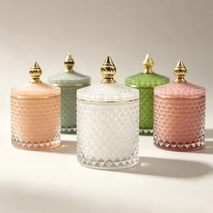 Luxury Glass Candle Jars Candle Vessels for Wedding with Lid Candlestick Holder for Home Decoration
