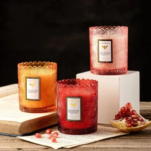 Luxury Glass Candle Jars in Black White Clear Pink and Red