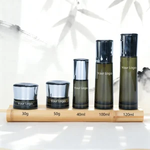 Luxury Glass Cosmetics Packaging Bottle Set Screw Cap Square Flat Shape Customizable Specifications Face Cream Essence Screen