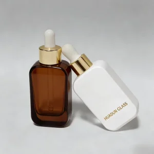 Luxury High Quality 30ml 50ml Flat Glass Dropper Bottle with Screw Cap for Skin Care Serum and Essential Oil Packaging