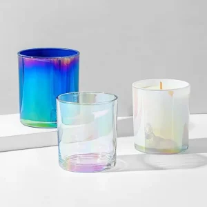 Luxury Iridescent Color Reusable Glass Candle Jars for Home Decoration and Christmas