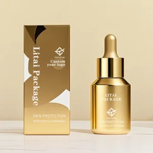 Luxury Oblique Shoulder Gold Plating Hair Oil Bottle 1oz 30ml Empty Slanted Shoulder Glass Essential Oil Dropper Bottle With Box