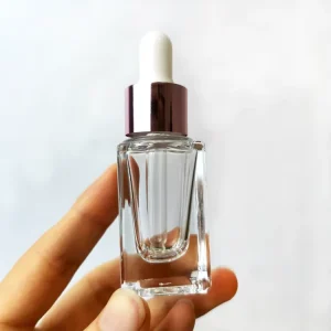 Luxury Oil Square Glass Dropper Bottle 10ml Clear Thick Color Serum Bottle Glass Dropper Bottle With Dropper