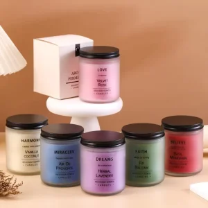 Luxury Organic Soy Wax Box Personalization Glass Jar Fragrance Scented Candle for Wedding Decoration