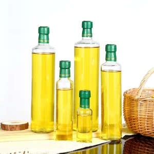 Luxury Round Clear Glass Olive Oil Bottles With Screw Lid