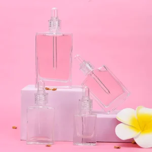 Luxury Round Glass Dropper Bottles 1ml 2ml 3ml 5ml with Crystal Clear Collar for Essential Oil Custom Color