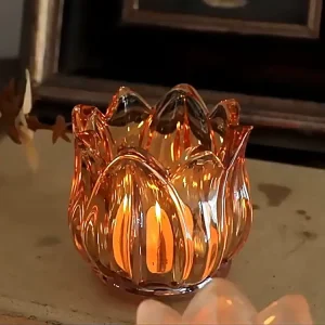 Luxury Simple Handmade Flower Elegant Tulip Look Candle Holder Scented Creative Glass Candle Jar Empty Wedding Decoration