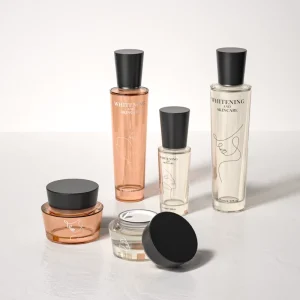 Luxury Skin Care Premium Cosmetic Packaging Cylinder Glass Cream Jars Silk Screen Printed Design for Face Lotion Water Bottles