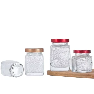 Luxury Square Honey Jar Glass Bottle 1oz to 12oz Jam Glass Jars for Food Storage and Serving MOQ 100pcs
