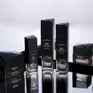 Luxury Square Shape Cosmetic Skincare Packaging Empty Container Pump Lotion Serum Cream Set Glass Bottle