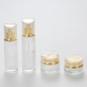 Luxury Transparent Glass Cosmetics Liquid Foundation Bottle Skincare Packaging Set