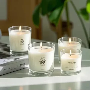 Luxury White Soy Wax Scented Glass Jar Candles Aromatherapy Bougies Gift Decor Candle