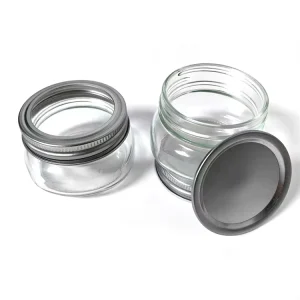 Luxury Wide Mouth Glass Mini Jam Jars Round Food Glass Container With Two Pieces Lid for Jellies Mustards Candy Honey