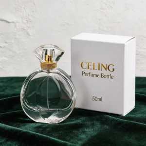 Luxury clear Crystal Spray Customized Sticker Glass Perfume Storage Bottle Unique Shape 30ml 50ml 100ml Gift Box