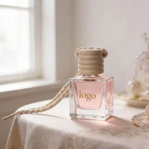 Luxury square Empty Clear Fragrance Car Air Freshener 8ml Perfume Car Diffuser Glass Bottle