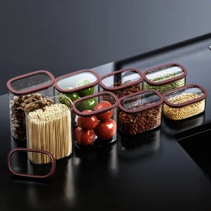 Manufacturer Borosilicate Glass Large capacity Kitchen Airtight Containers for Storing Grains Nuts and Cereal