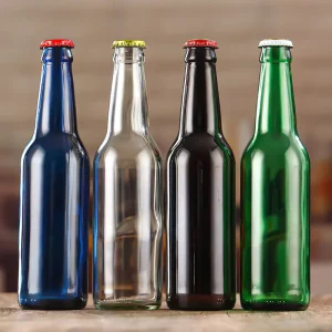 Manufacturer Empty 250ml 330ml 500ml 640ml Beer Juice Soda Beverage Glass Bottle, Blue Green Clear Amber, with Cap