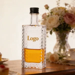 Manufacturer Empty Square Clear 50ml Whiskey Vodka Liquor Spirit Glass Wine Bottle