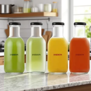 Manufacturer Food Grade Soda-Lime Empty Glass Beverage Bottle 250ml 350ml 500ml with Cap, Reusable Juice Bottle