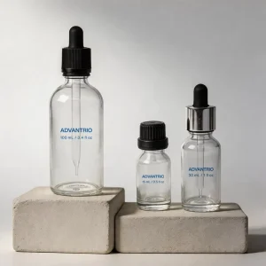 Manufacturer Glass Dropper Bottle with Screen Printing 30ml 100ml for Cosmetic Serum and Essential Oil