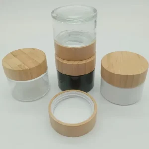 Manufacturer Supply Bulk Wood Top Small Glass Jars With Child Resistant Lids
