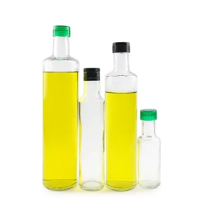 Manufacturer Supply Clear Transparent Square Glass Olive Oil Bottle 520ml and 1000ml with Matching Screw Cap Lid