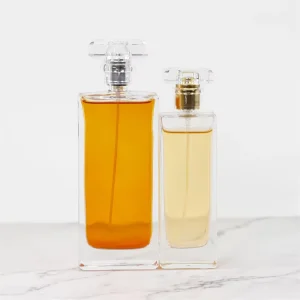 Manufacturer Transparent Glass Perfume Bottles 30ml 50ml 100ml Empty Square Design with Customizable Logo Carton