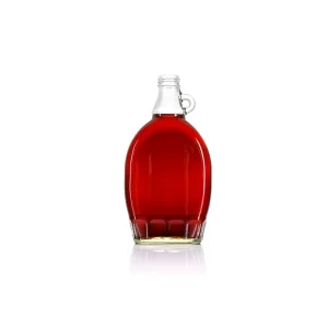 Maple Syrup Bottle 250ml 375ml 500ml Transparent Flat Cough Maple Syrup Glass Bottle With Handle for Drinking